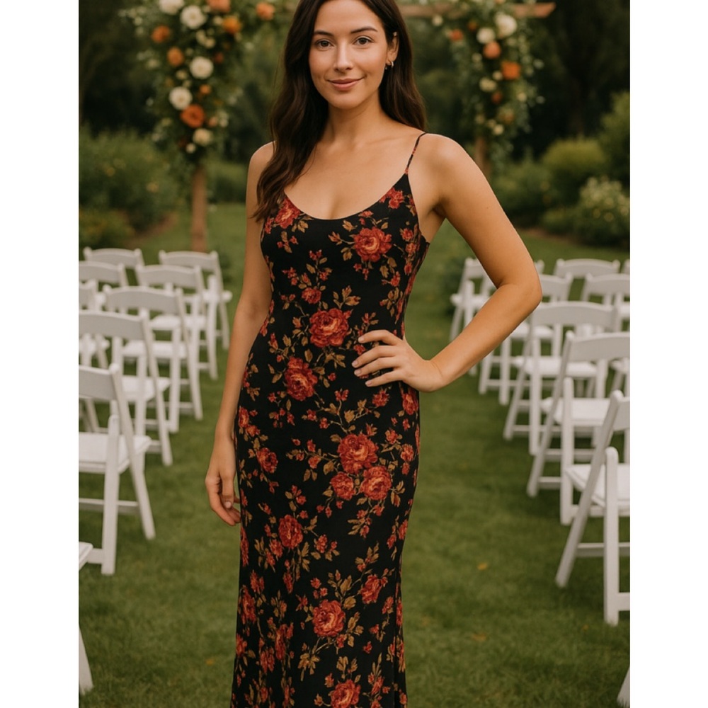 NWT Reformation Parma Black Red Floral Sleeveless Maxi Slip Dress Size M - Picture 6 of 13